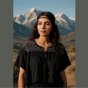 NWT Free People Market Embroidered V-Neck Top